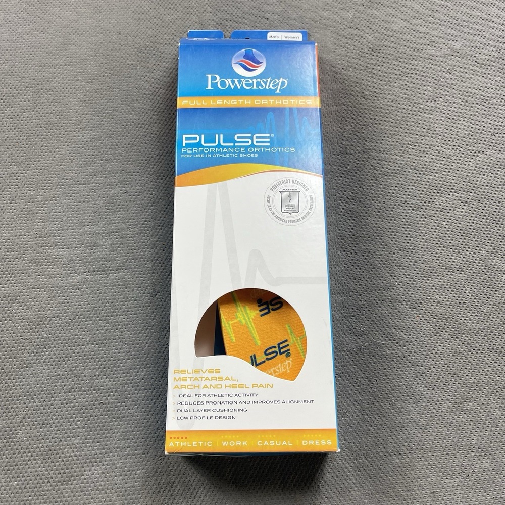 Powerstep Pulse Performance Insoles Womens 5-5.5 Full Length Orthotics‎ Support